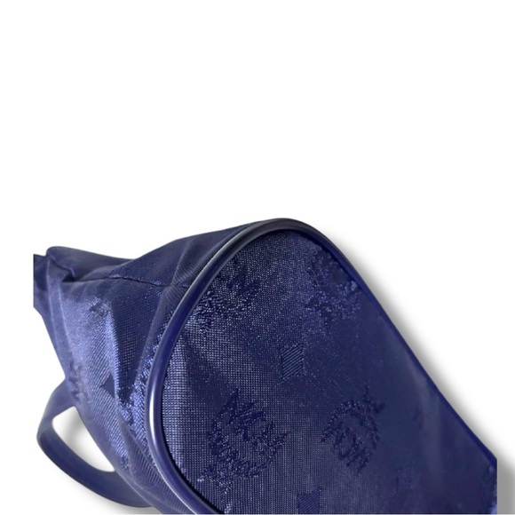 MCM Vintage Blue Jacquard Tote Bag with Gold-Tone Hardware | Made in Germany - Picture 7 of 16